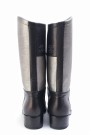 Chanel Silver Black Metallic Boots Leather thumbnail