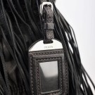 Prada Gaufre Hobo Fringe – Svart nylon med frynser thumbnail
