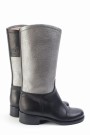 Chanel Silver Black Metallic Boots Leather thumbnail