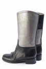 Chanel Silver Black Metallic Boots Leather thumbnail