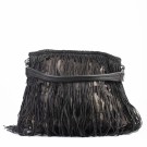 Prada Gaufre Hobo Fringe – Svart nylon med frynser thumbnail