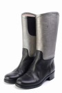 Chanel Silver Black Metallic Boots Leather thumbnail